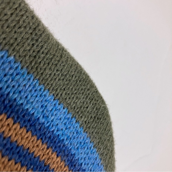 Vintage cottagecore granny cardigan knit green striped cotton multi colour - Picture 5 of 7